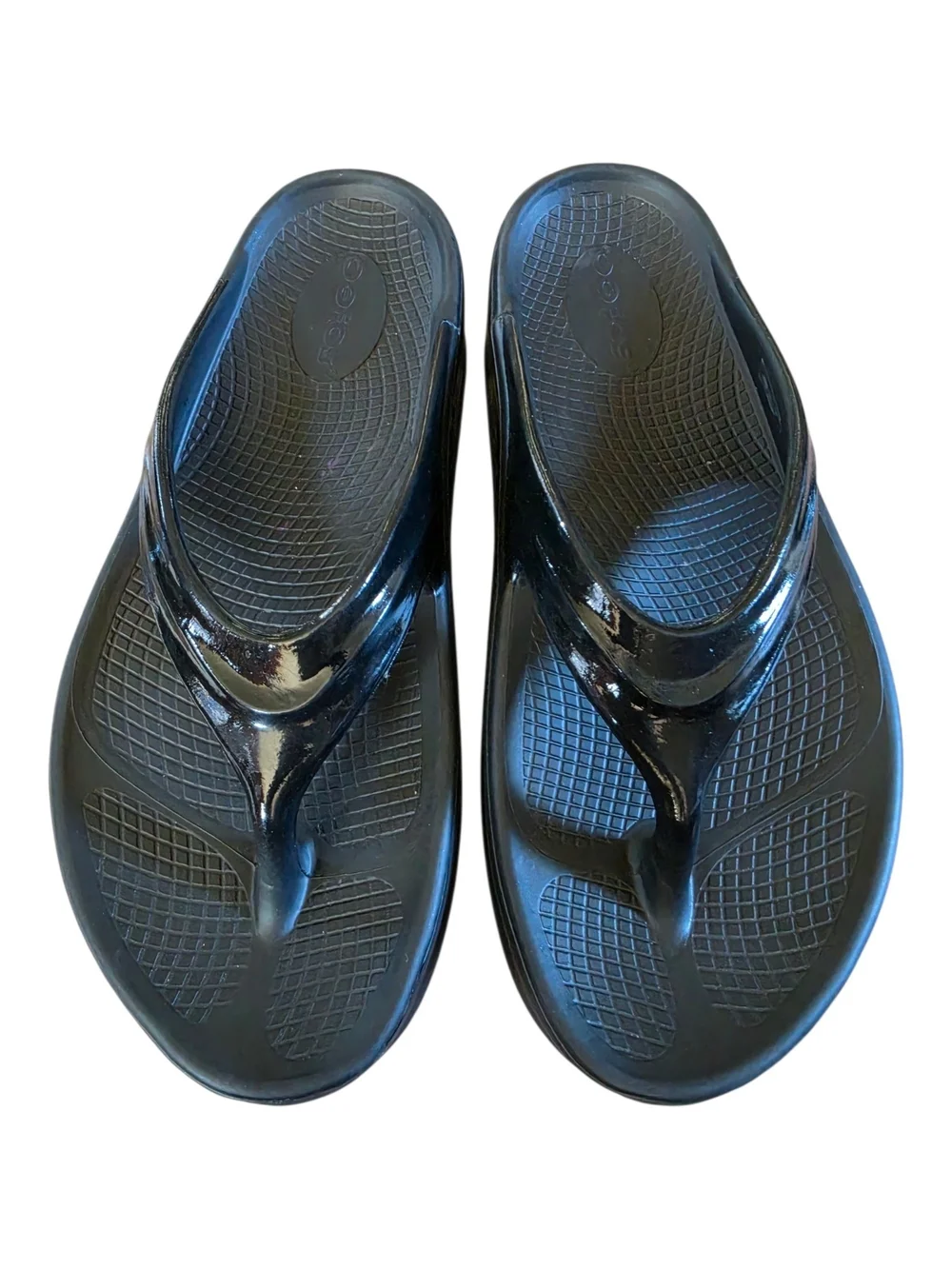 OOLALA OOFOS Black Platform Flip Flops Sandals Size 9 - Picture 6 of 8